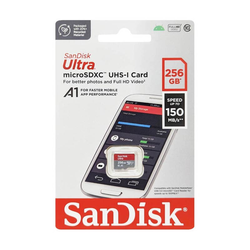 Sandisk 256GB Ultra microSDXC UHS-I Memory Card (150 mb/s)