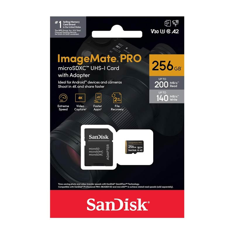 SanDisk 256GB ImageMate PRO microSDXC UHS-1 Memory Card with Adapter